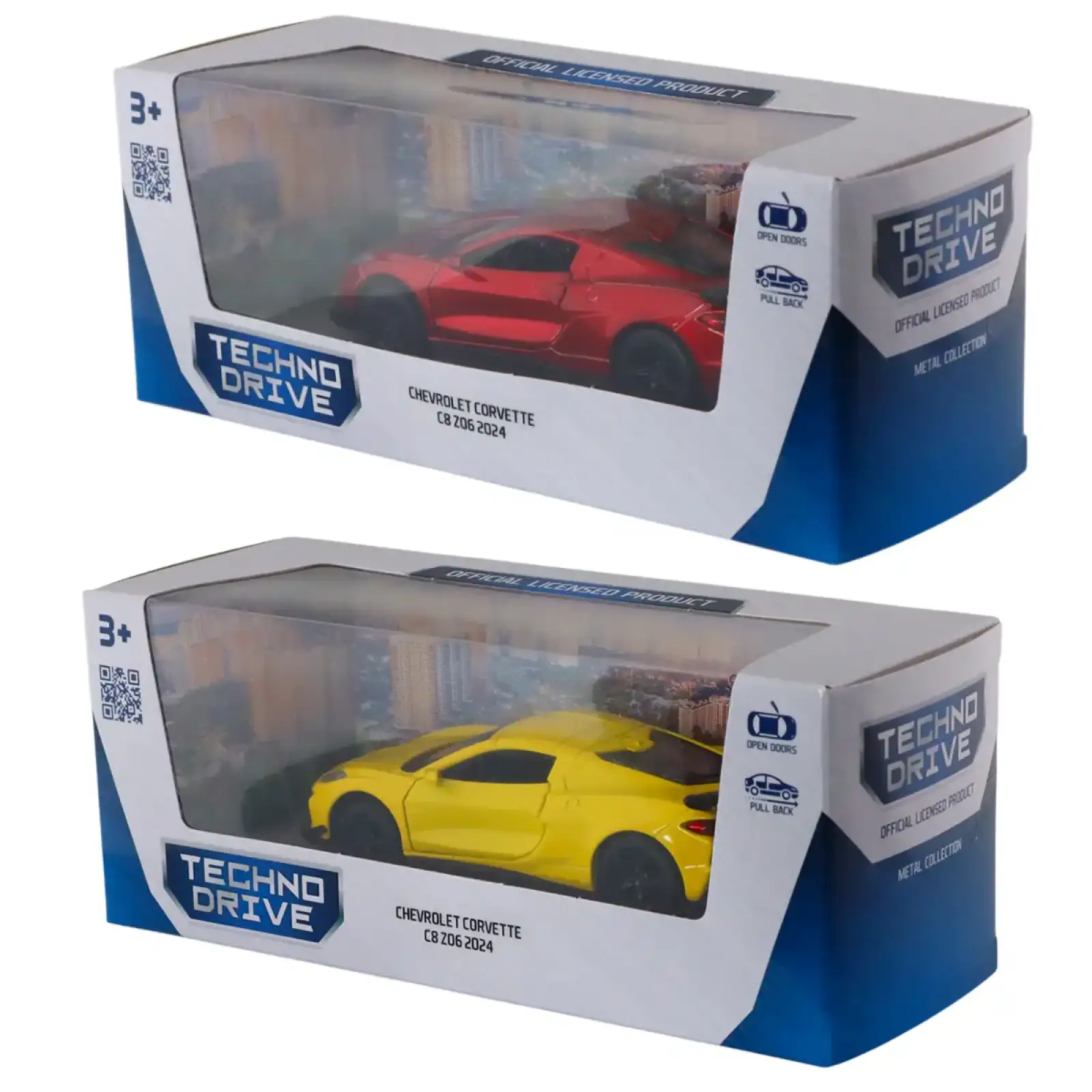 Автомодель CHEVROLET CORVETTE C8 Z06 2024 (желтый, красный) TechnoDrive (250310)