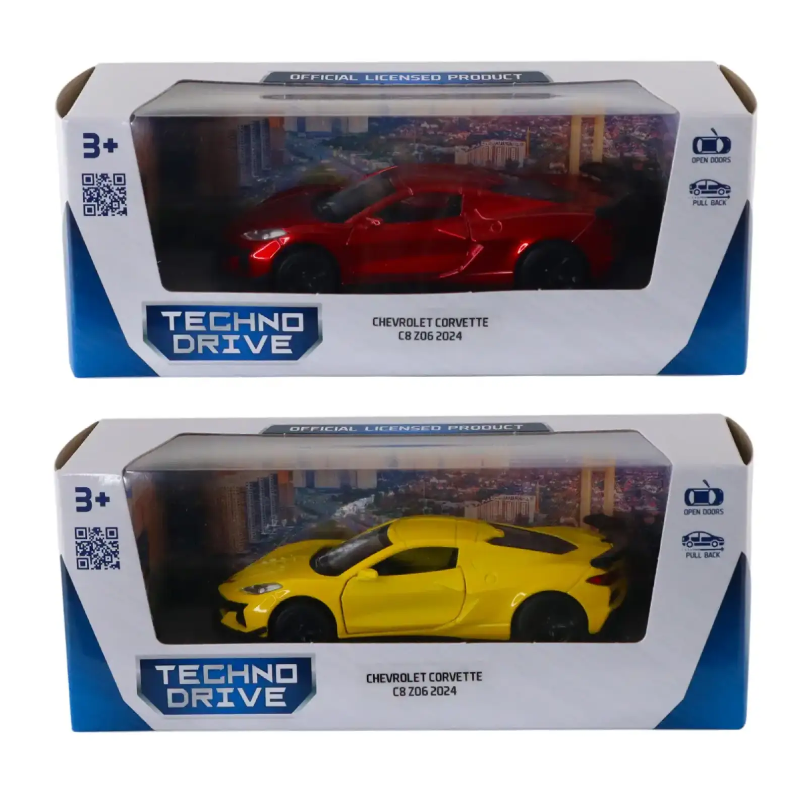 Автомодель CHEVROLET CORVETTE C8 Z06 2024 (желтый, красный) TechnoDrive (250310)