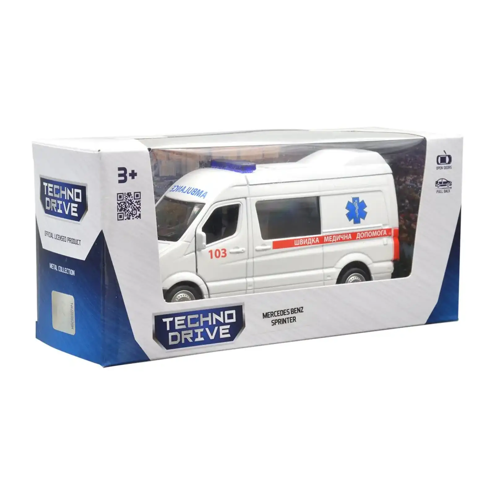 Автомодель MERCEDES BENZ SPRINTER СКОРАЯ ПОМОЩЬ TechnoDrive (250344U)