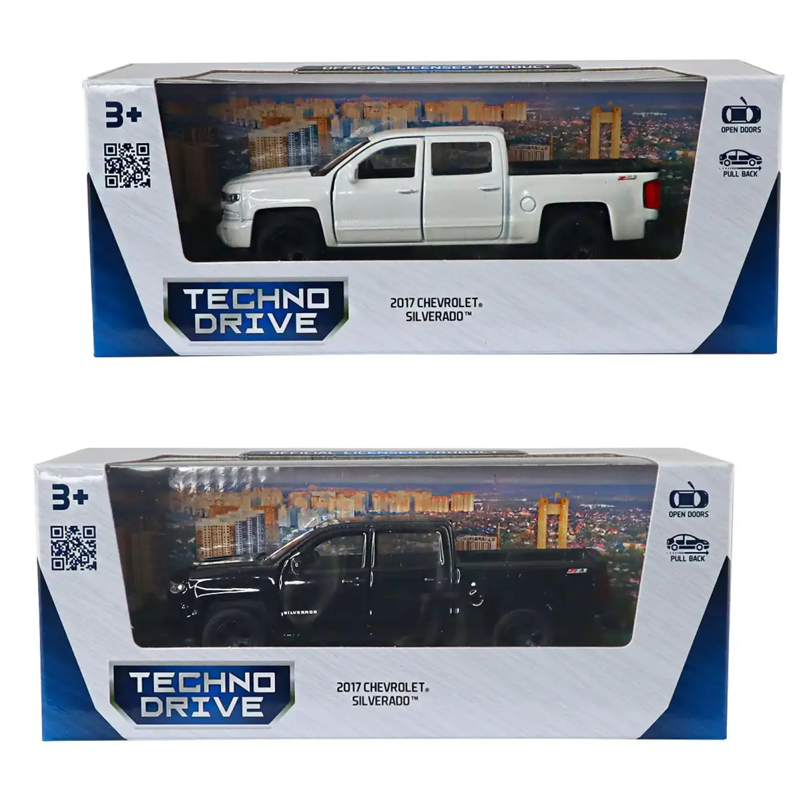 Автомодель CHEVROLET SILVERADO 2017 (перламутрово-белый, черный) TechnoDrive (250381W)