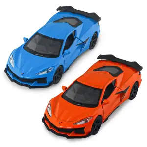 Автомодель - CHEVROLET CORVETTE Z06 2023 (помаранчевий, світло-блакитний) TechnoDrive (250383W)