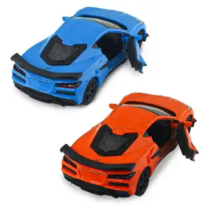 Автомодель - CHEVROLET CORVETTE Z06 2023 (помаранчевий, світло-блакитний) TechnoDrive (250383W)