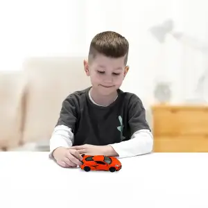 Автомодель - CHEVROLET CORVETTE Z06 2023 (помаранчевий, світло-блакитний) TechnoDrive (250383W)