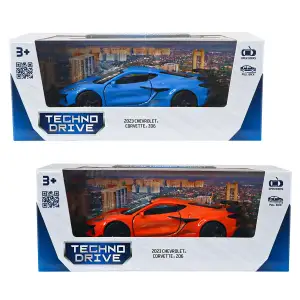 Автомодель - CHEVROLET CORVETTE Z06 2023 (помаранчевий, світло-блакитний) TechnoDrive (250383W)