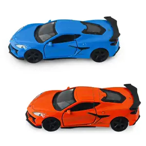 Автомодель - CHEVROLET CORVETTE Z06 2023 (помаранчевий, світло-блакитний) TechnoDrive (250383W)