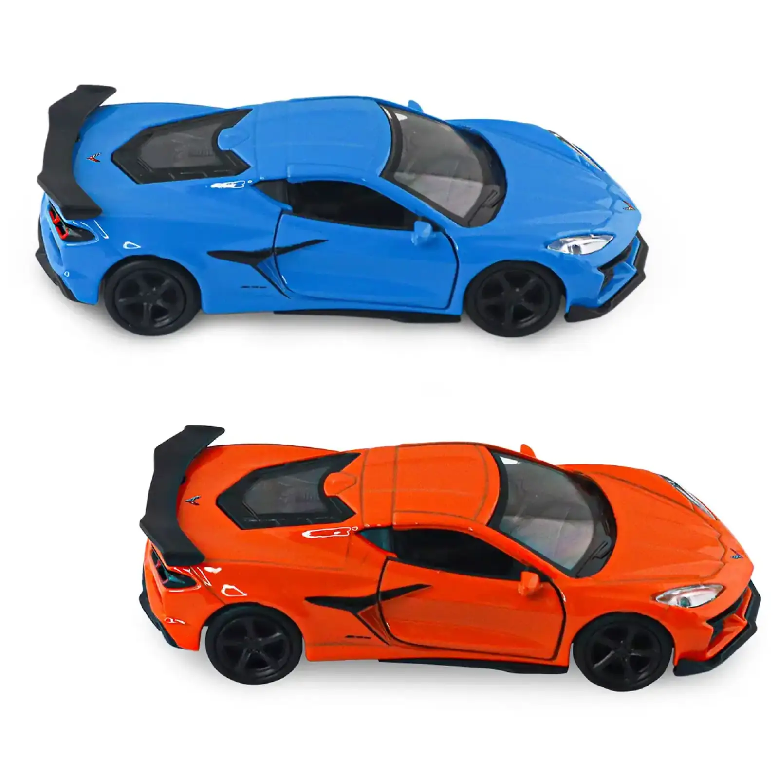 Автомодель - CHEVROLET CORVETTE Z06 2023 (помаранчевий, світло-блакитний) TechnoDrive (250383W)