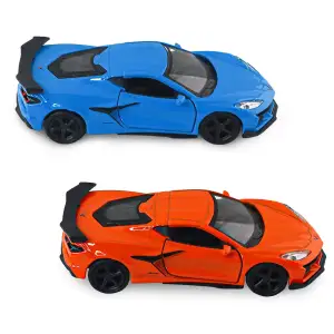 Автомодель - CHEVROLET CORVETTE Z06 2023 (помаранчевий, світло-блакитний) TechnoDrive (250383W)