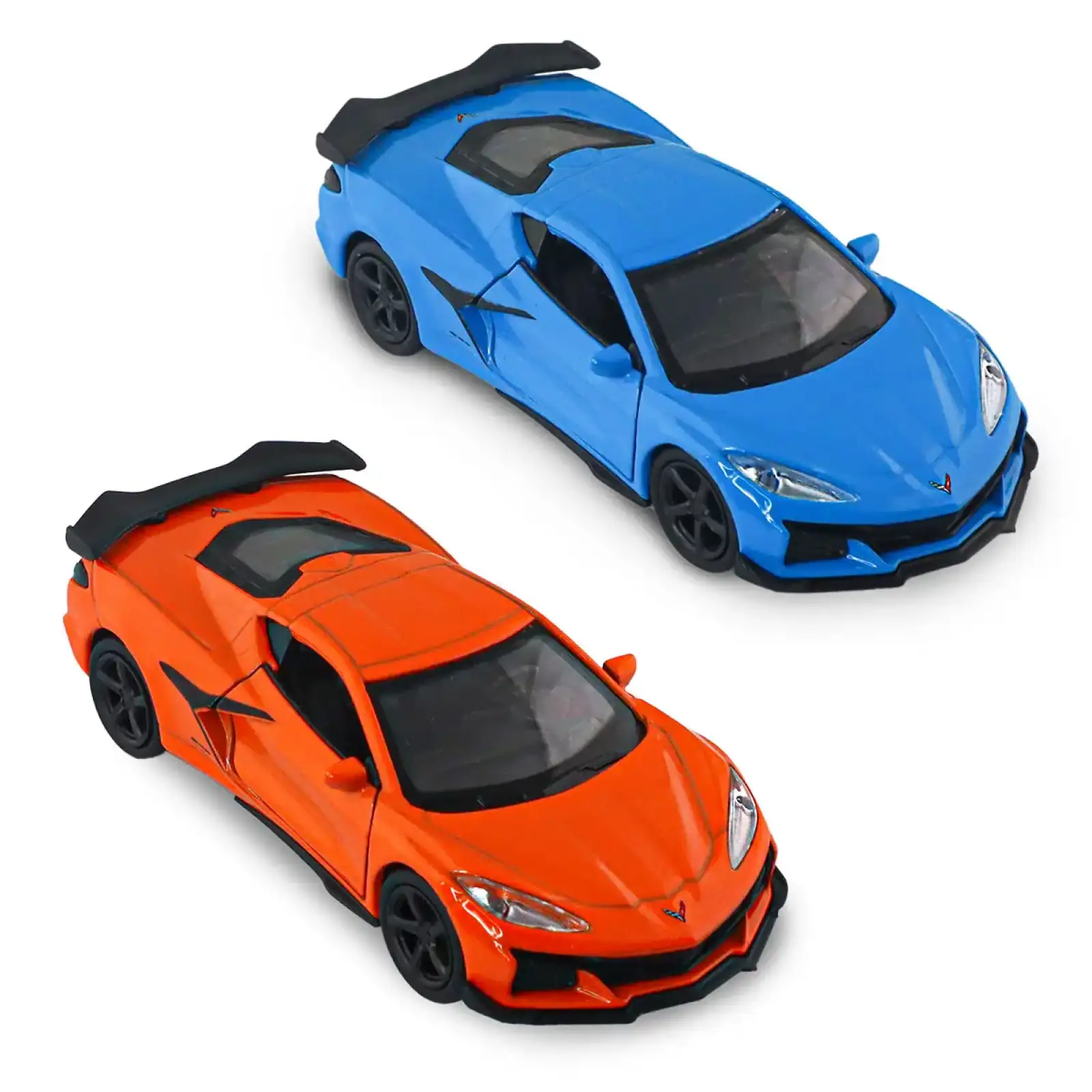 Автомодель - CHEVROLET CORVETTE Z06 2023 (помаранчевий, світло-блакитний) TechnoDrive (250383W)
