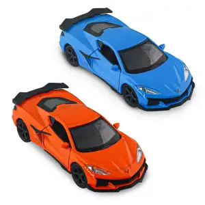 Автомодель - CHEVROLET CORVETTE Z06 2023 (помаранчевий, світло-блакитний) TechnoDrive (250383W)