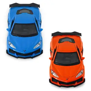 Автомодель - CHEVROLET CORVETTE Z06 2023 (помаранчевий, світло-блакитний) TechnoDrive (250383W)