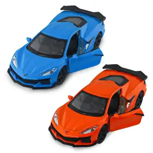 Автомодель - CHEVROLET CORVETTE Z06 2023 (помаранчевий, світло-блакитний) TechnoDrive (250383W)