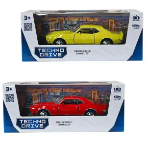 Автомодель - CHEVROLET CAMARO Z28 1968 (червоний, жовтий) TechnoDrive (250384W)