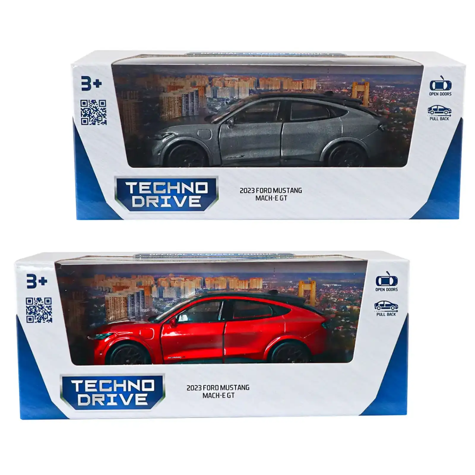 Автомодель FORD MUSTANG MACH-E GT 2023 (красный, серебристо-серый) TechnoDrive (250387W)