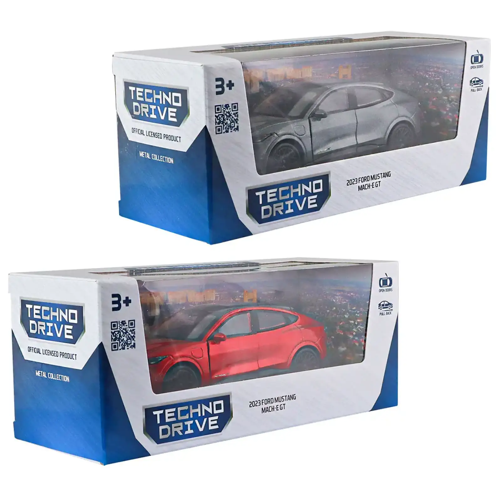 Автомодель FORD MUSTANG MACH-E GT 2023 (красный, серебристо-серый) TechnoDrive (250387W)