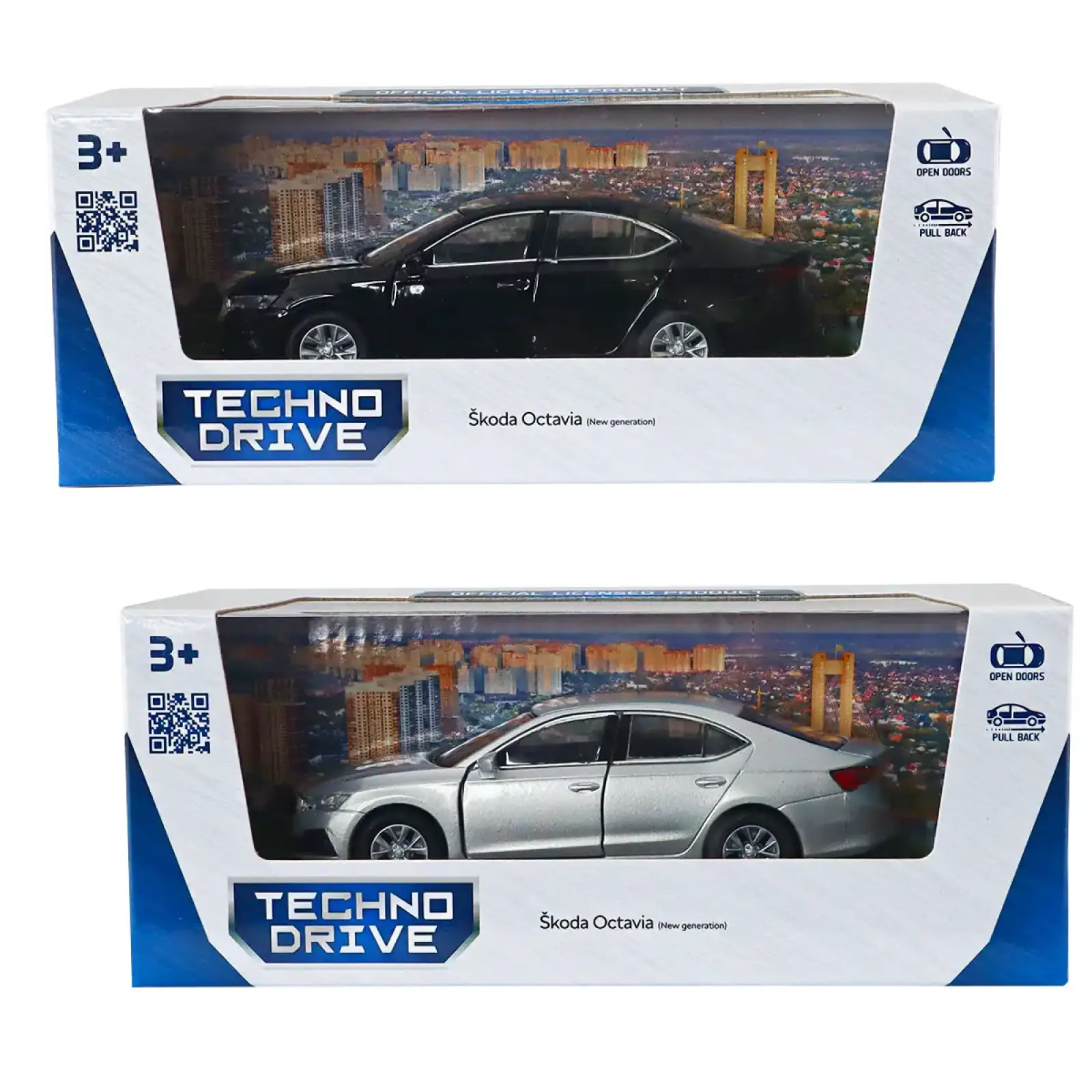 Автомодель - SKODA OCTAVIA (черный, серебристый) TechnoDrive (250389W)