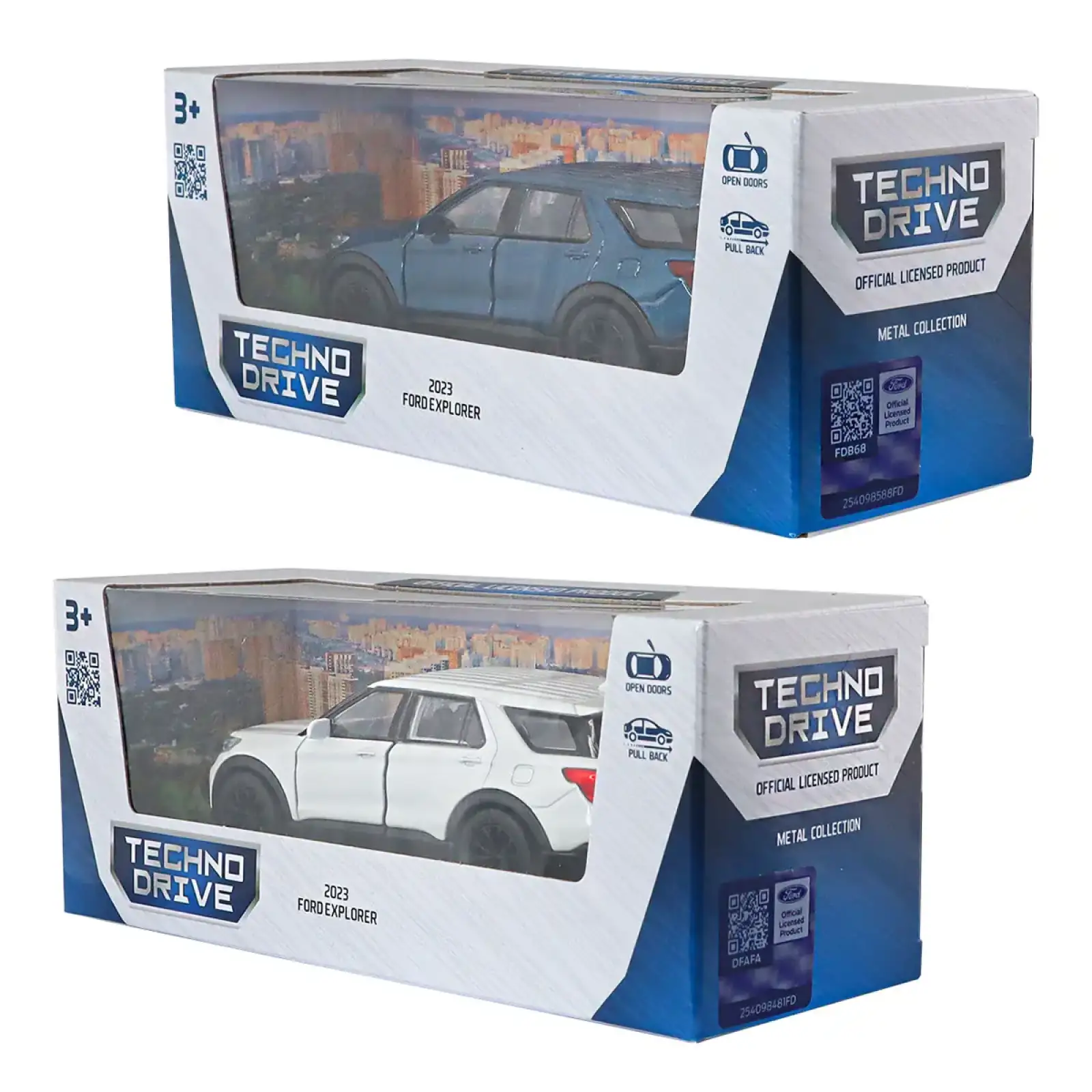 Автомодель FORD EXPLORER 2023 (перламутрово-белый, голубой металлик) TechnoDrive (250392W)