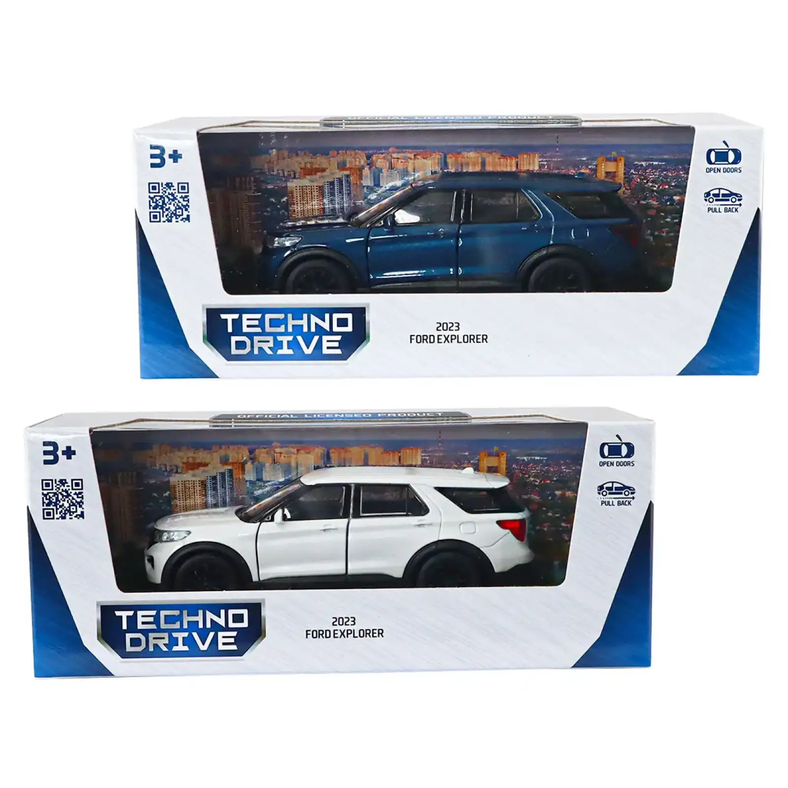 Автомодель FORD EXPLORER 2023 (перламутрово-белый, голубой металлик) TechnoDrive (250392W)