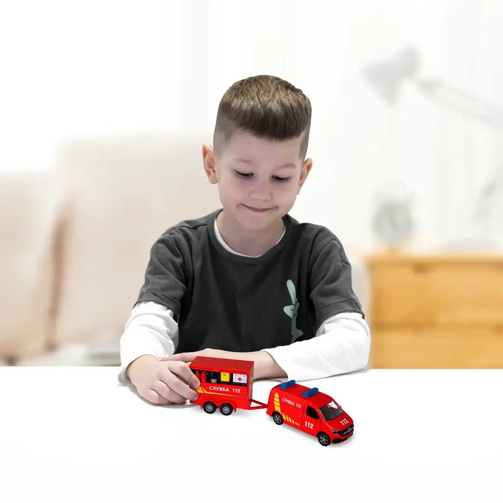Игровой набор - VOLKSWAGEN СЛУЖБА 112 (с прицепом) TechnoDrive (520322.270)