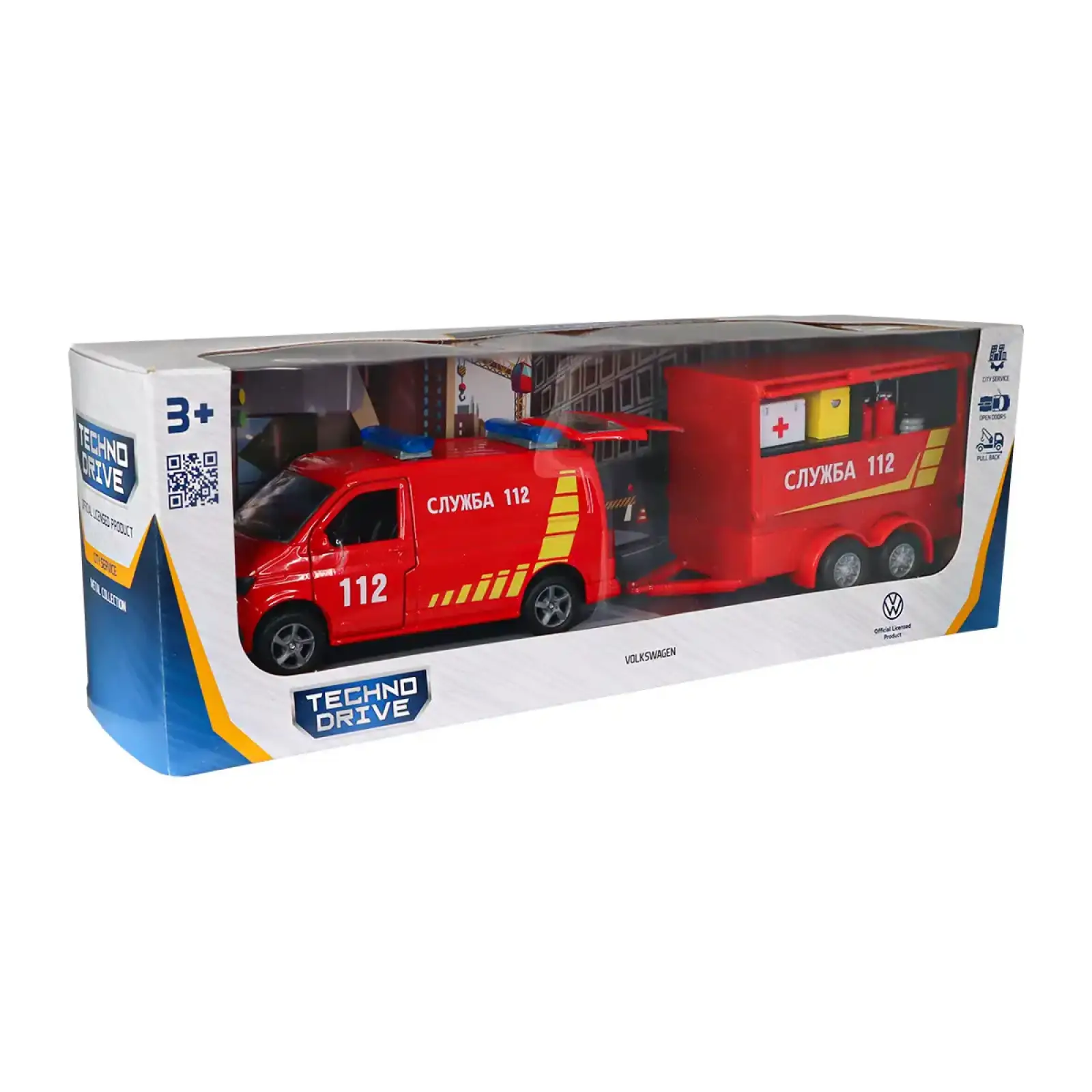 Игровой набор - VOLKSWAGEN СЛУЖБА 112 (с прицепом) TechnoDrive (520322.270)