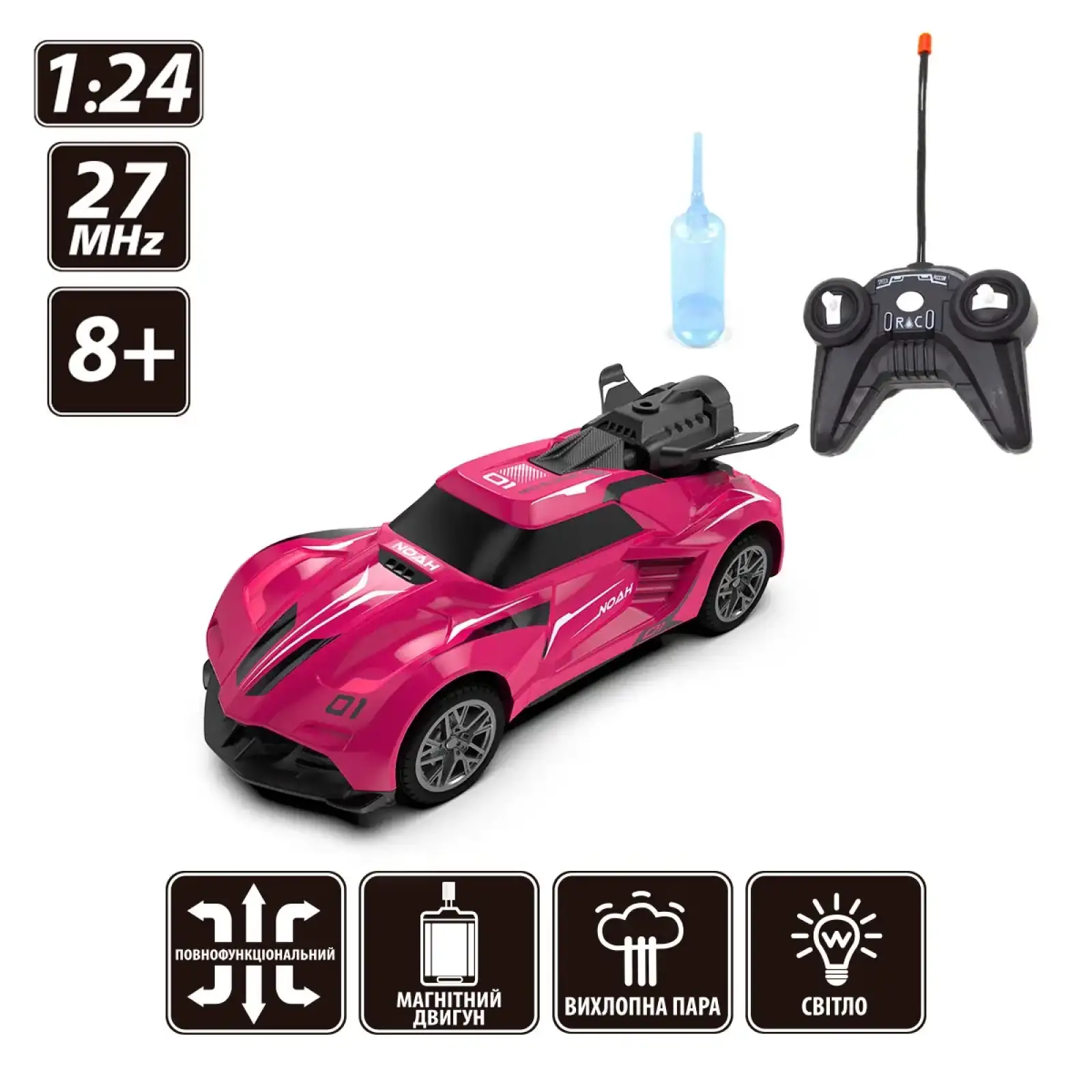Автомобиль SPRAY CAR на р/у – SPORT (розовый, 1:24, свет, выхлопной пар) Sulong Toys (SL-354RHP)