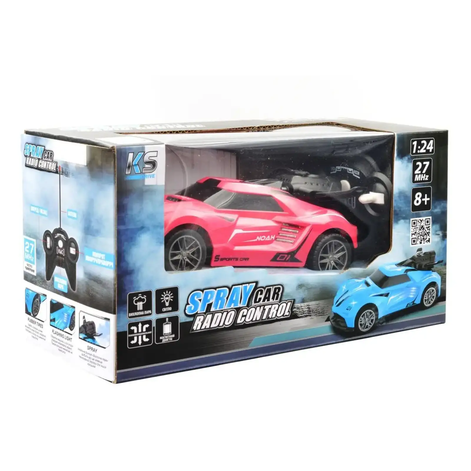 Автомобиль SPRAY CAR на р/у – SPORT (розовый, 1:24, свет, выхлопной пар) Sulong Toys (SL-354RHP)