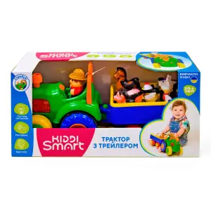 Ігровий набір KIDDI SMART – ТРАКТОР З ТРЕЙЛЕРОМ (світло, українська) (063180)