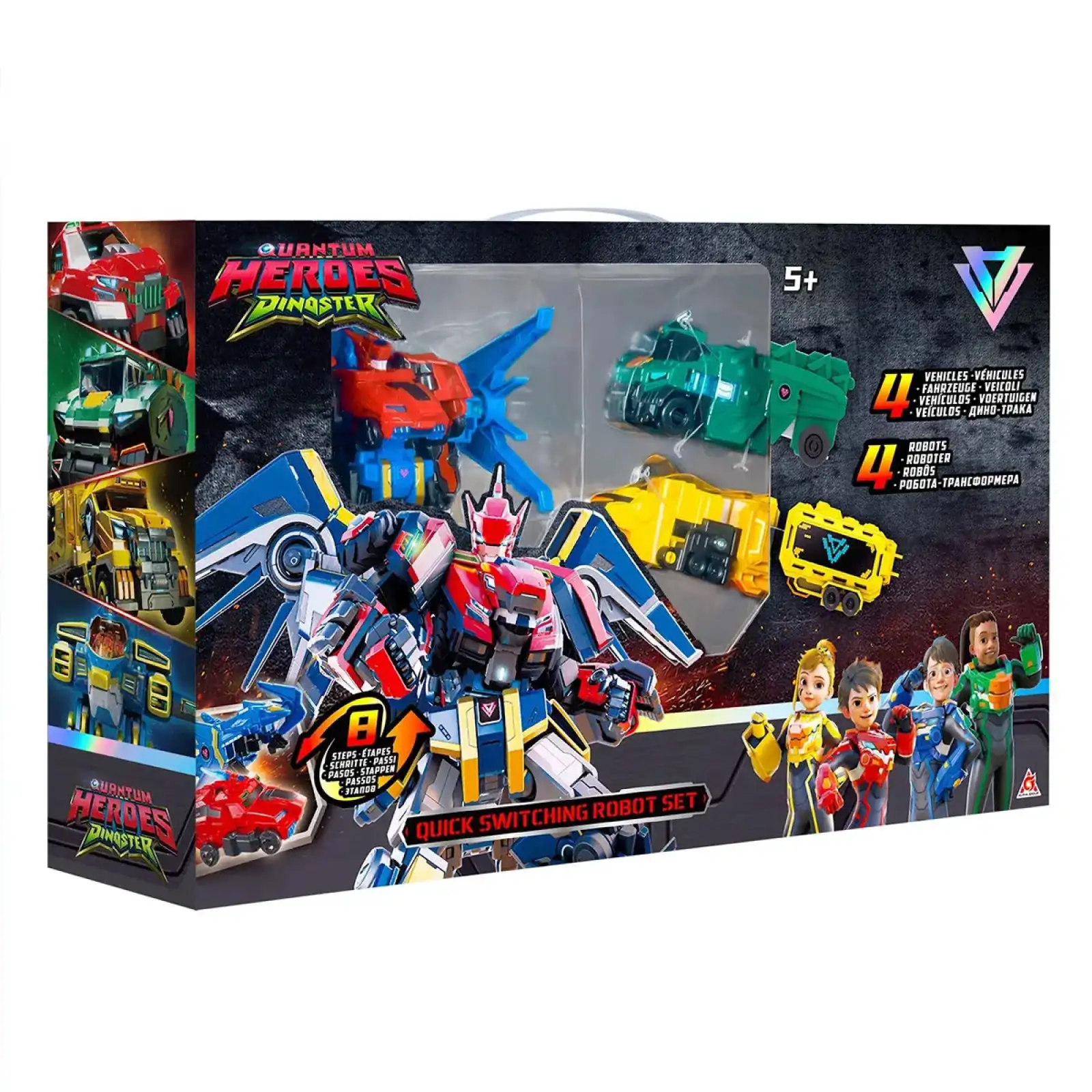 Игровой набор DINOSTER - БЫСТРАЯ ТРАНСФОРМАЦИЯ (4 робота, аксессуары) (EU580810A)