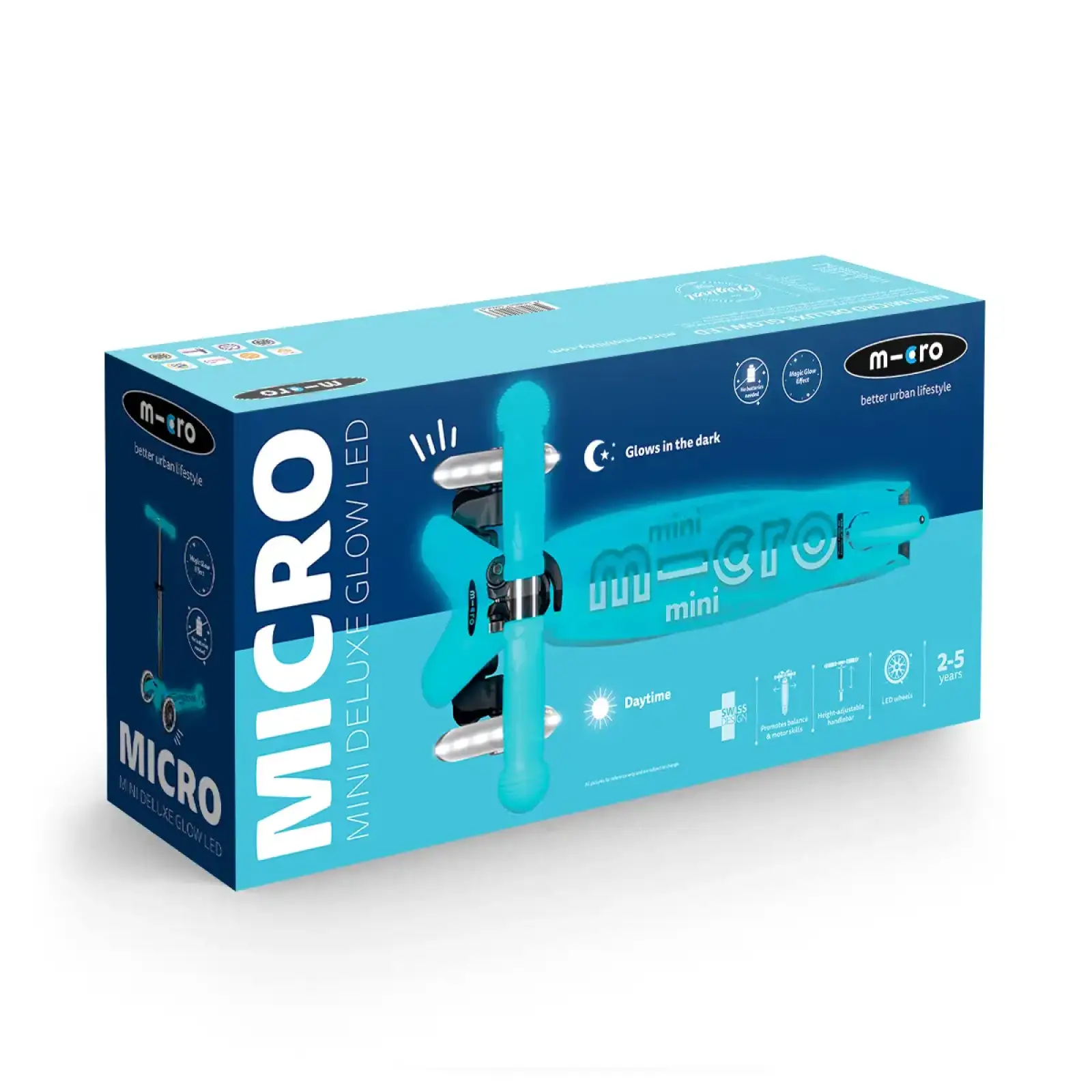 Самокат MICRO Mini Deluxe Glow LED синій (MMD215) UA