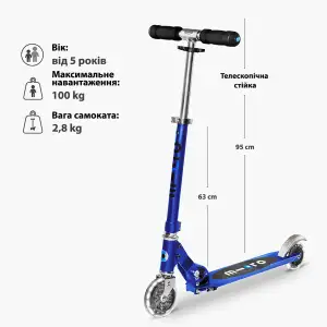 Самокат MICRO Sprite LED Синий (SA0231) UA