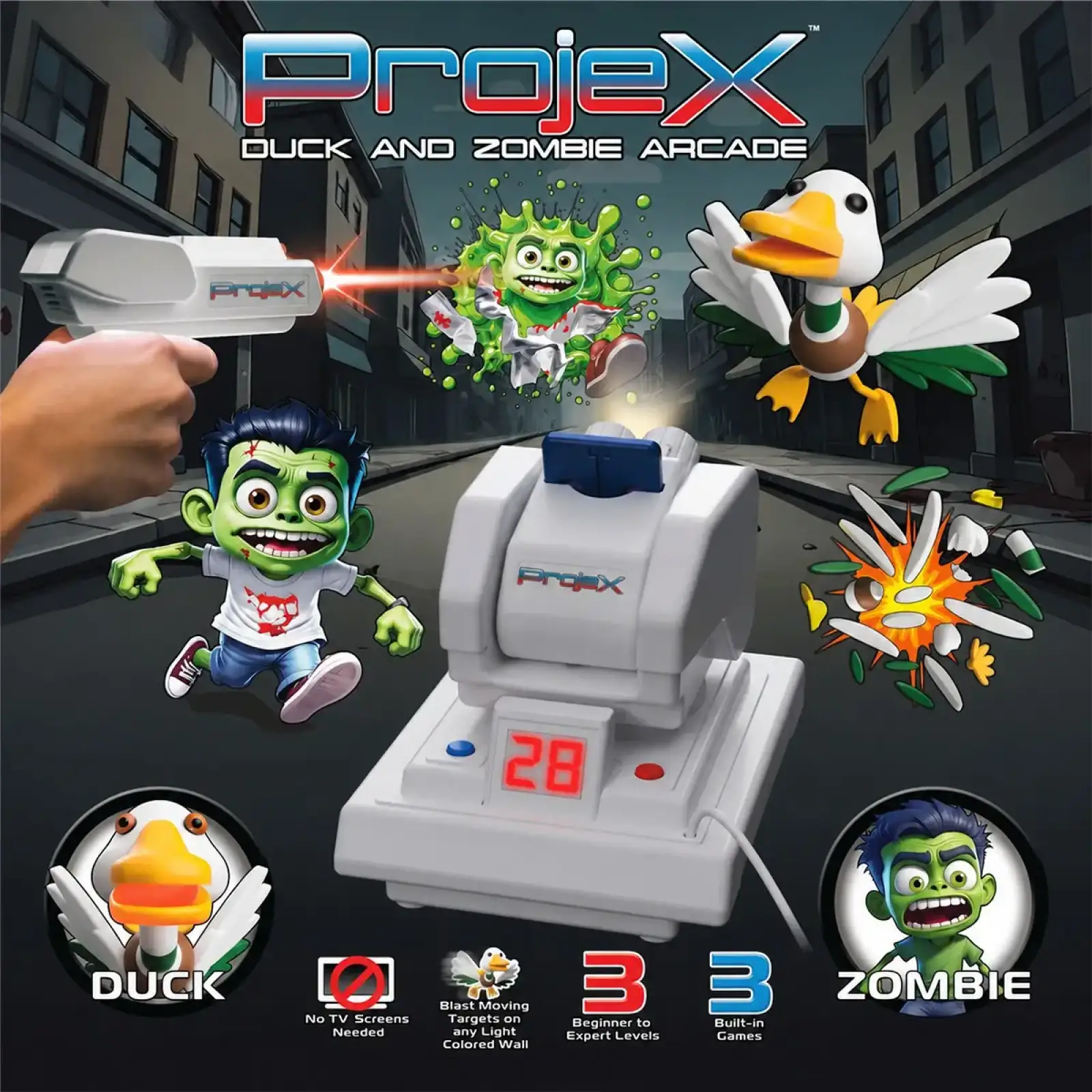 Игровой набор для лазерных боев – ПРОЕКТОР PROJEX ONE (1 игр. бластер, слайд-цели) Laser X (52726)