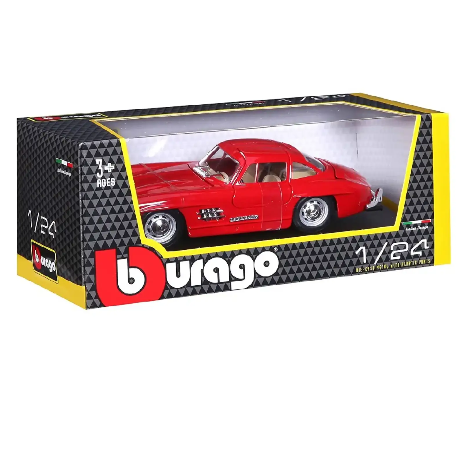 Автомодель MERCEDES-BENZ 300 SL (1954) (ассорти красный, серебристый, 1:24) Bburago (18-22023)