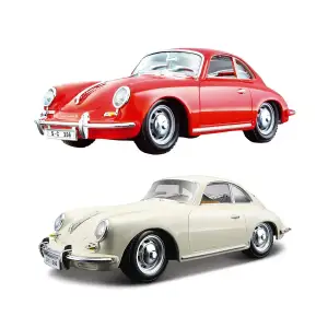 Автомодель PORSCHE 356B (1961) (асорті слонова кістка, червоний, 1:24) Bburago (18-22079)