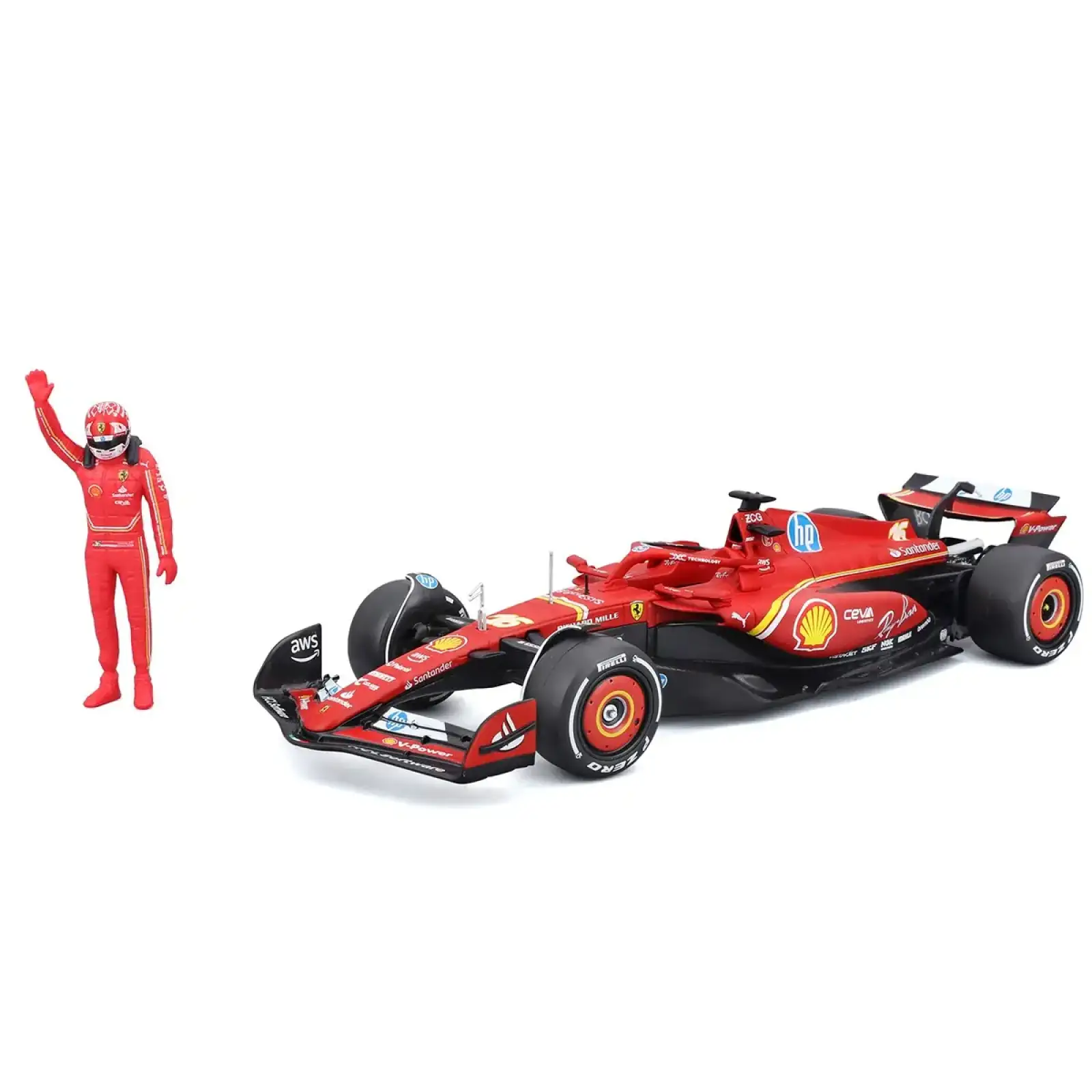 Автомодель с фигуркой – FERRARI SF-24 (2024) (1:24) Bburago (18-26823)