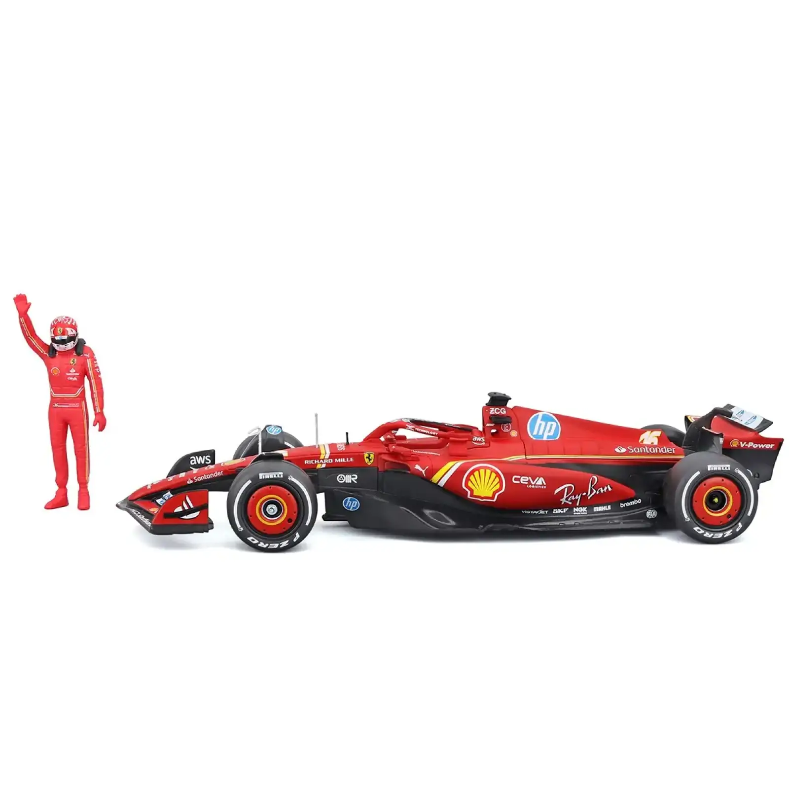 Автомодель с фигуркой – FERRARI SF-24 (2024) (1:24) Bburago (18-26823)