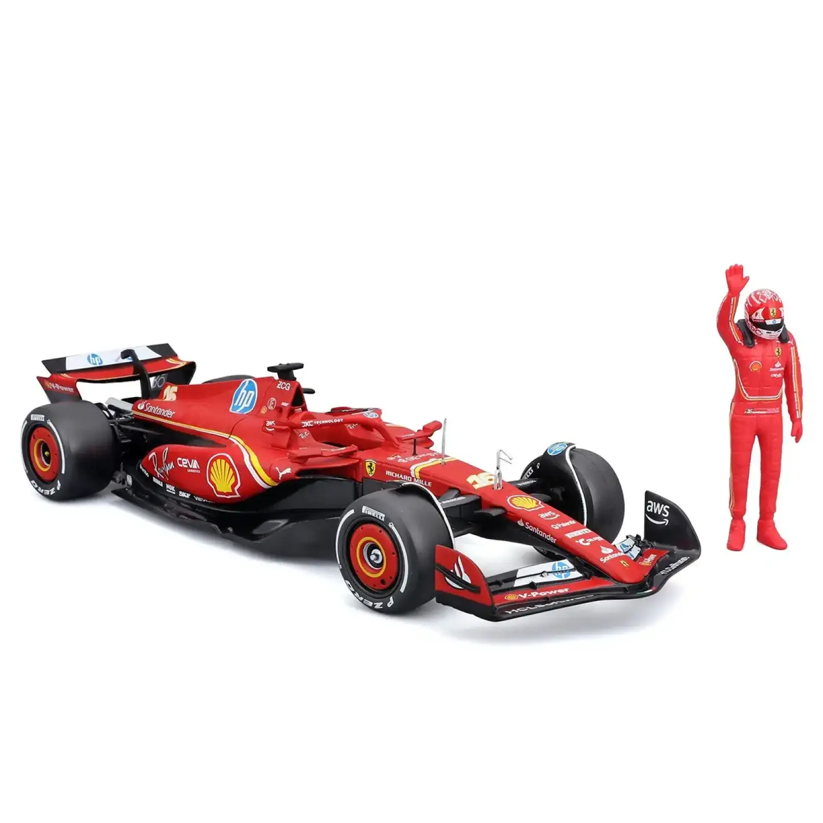 Автомодель с фигуркой – FERRARI SF-24 (2024) (1:24) Bburago (18-26823)