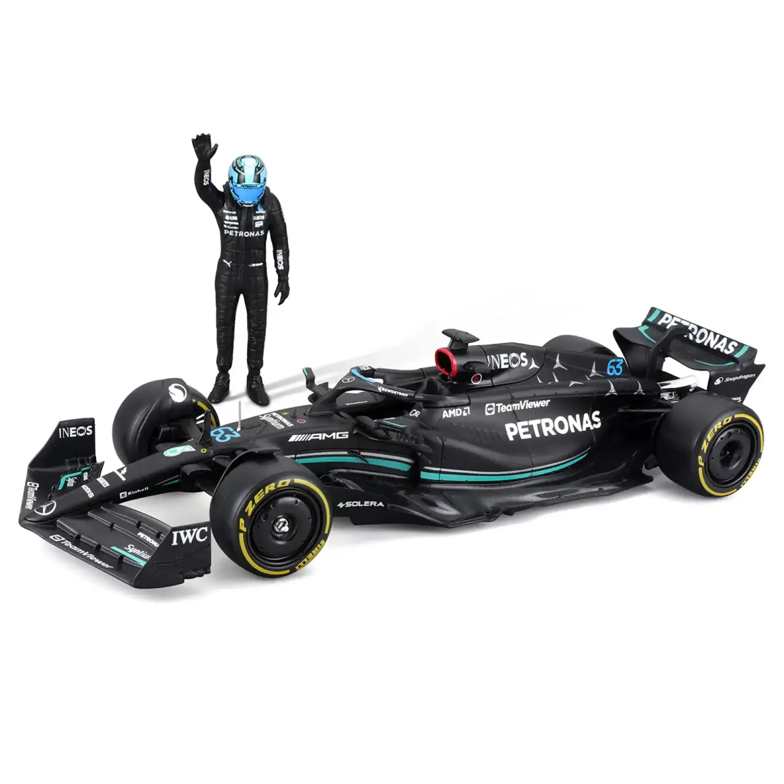 Автомодель з фігуркою - MERCEDES-AMG F1 W14 E PERFORMANCE (1:24) Bburago (18-28037)