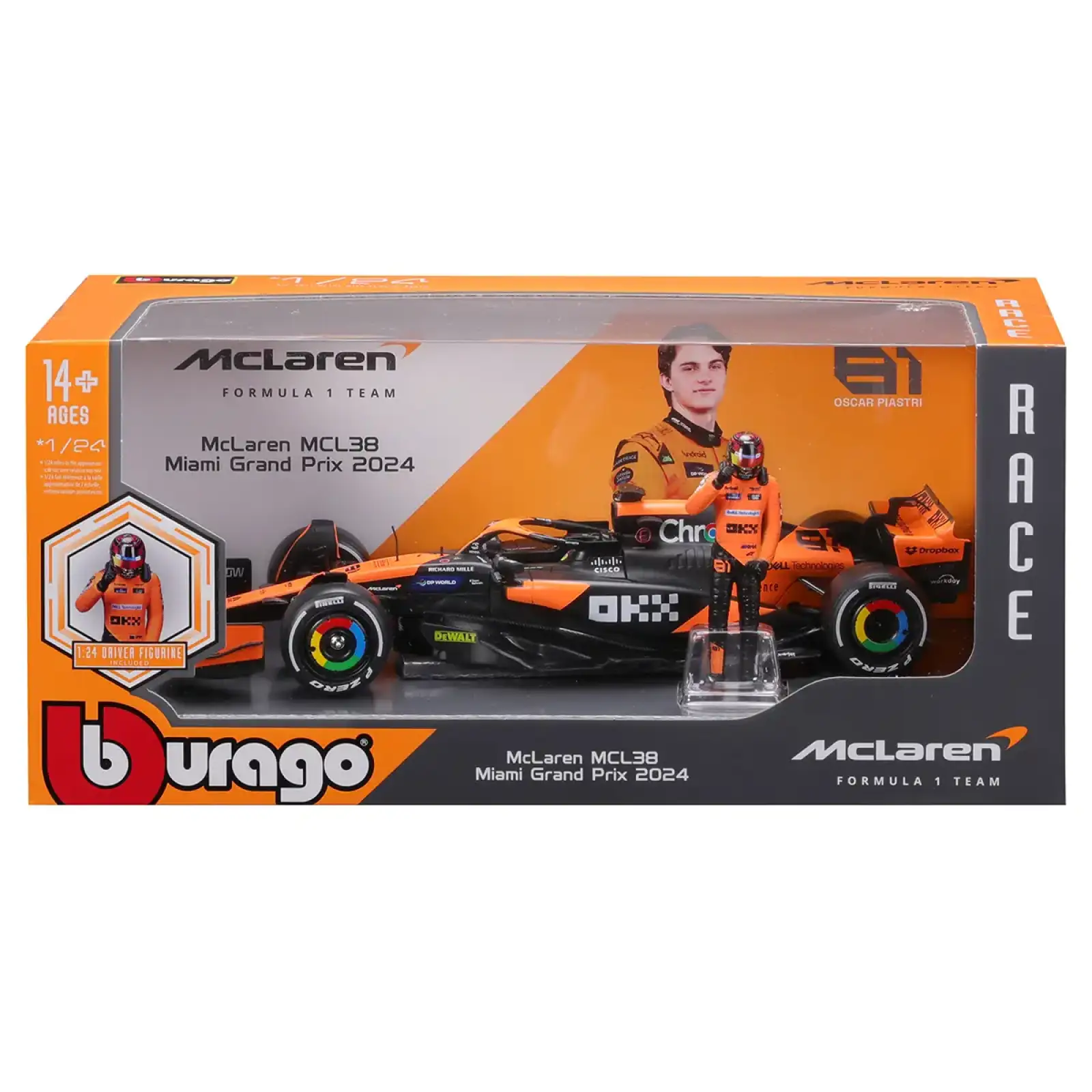 Автомодель з фігуркою - MCLAREN MCL38 (1:24) Bburago (18-28040)
