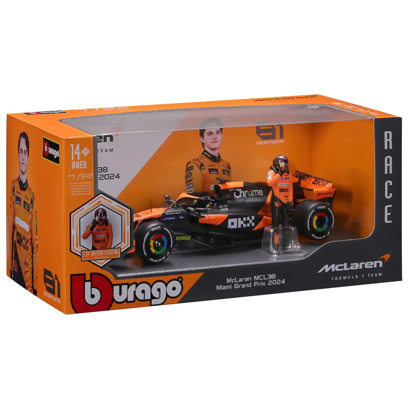 Автомодель з фігуркою - MCLAREN MCL38 (1:24) Bburago (18-28040)