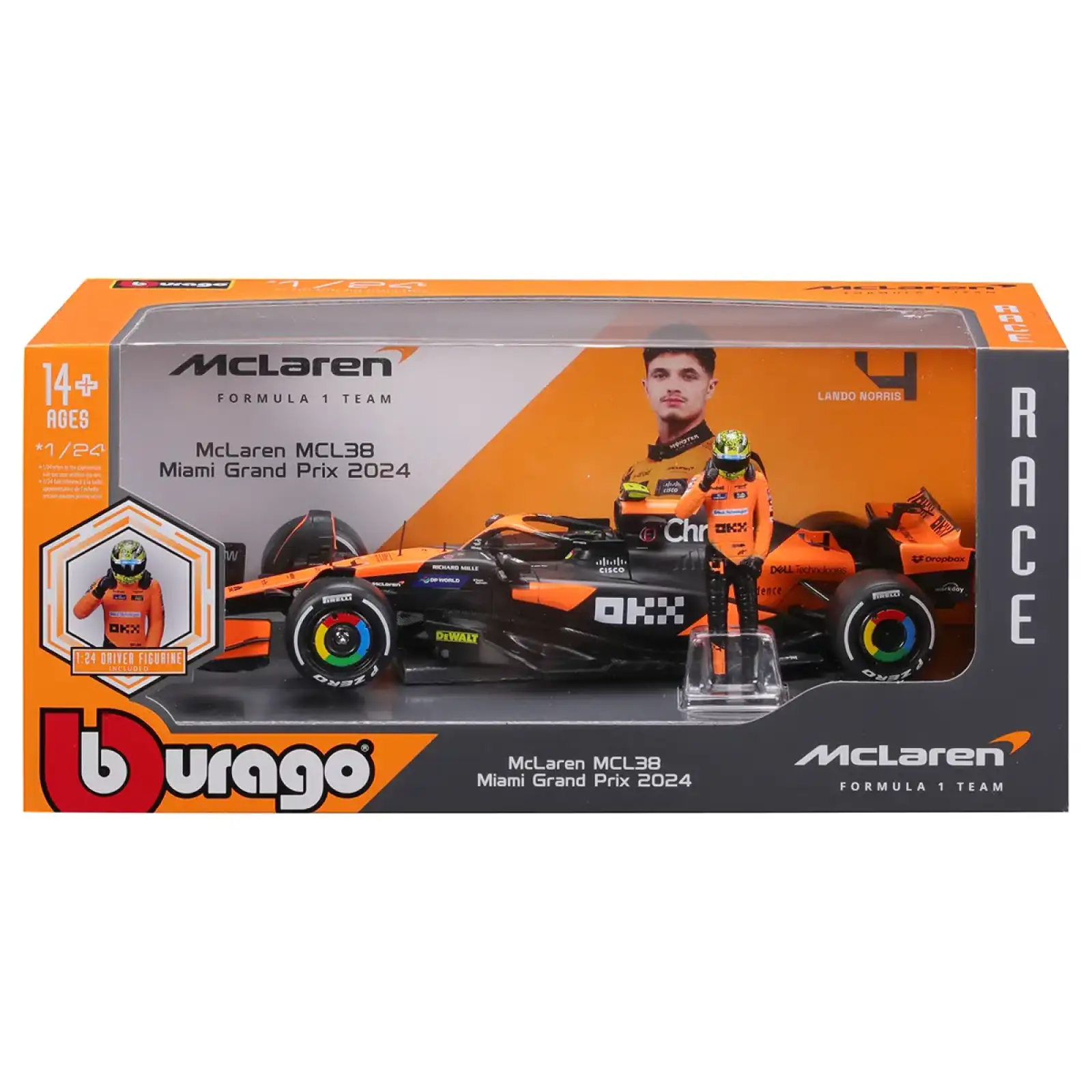 Автомодель з фігуркою - MCLAREN MCL38 (1:24) Bburago (18-28040)