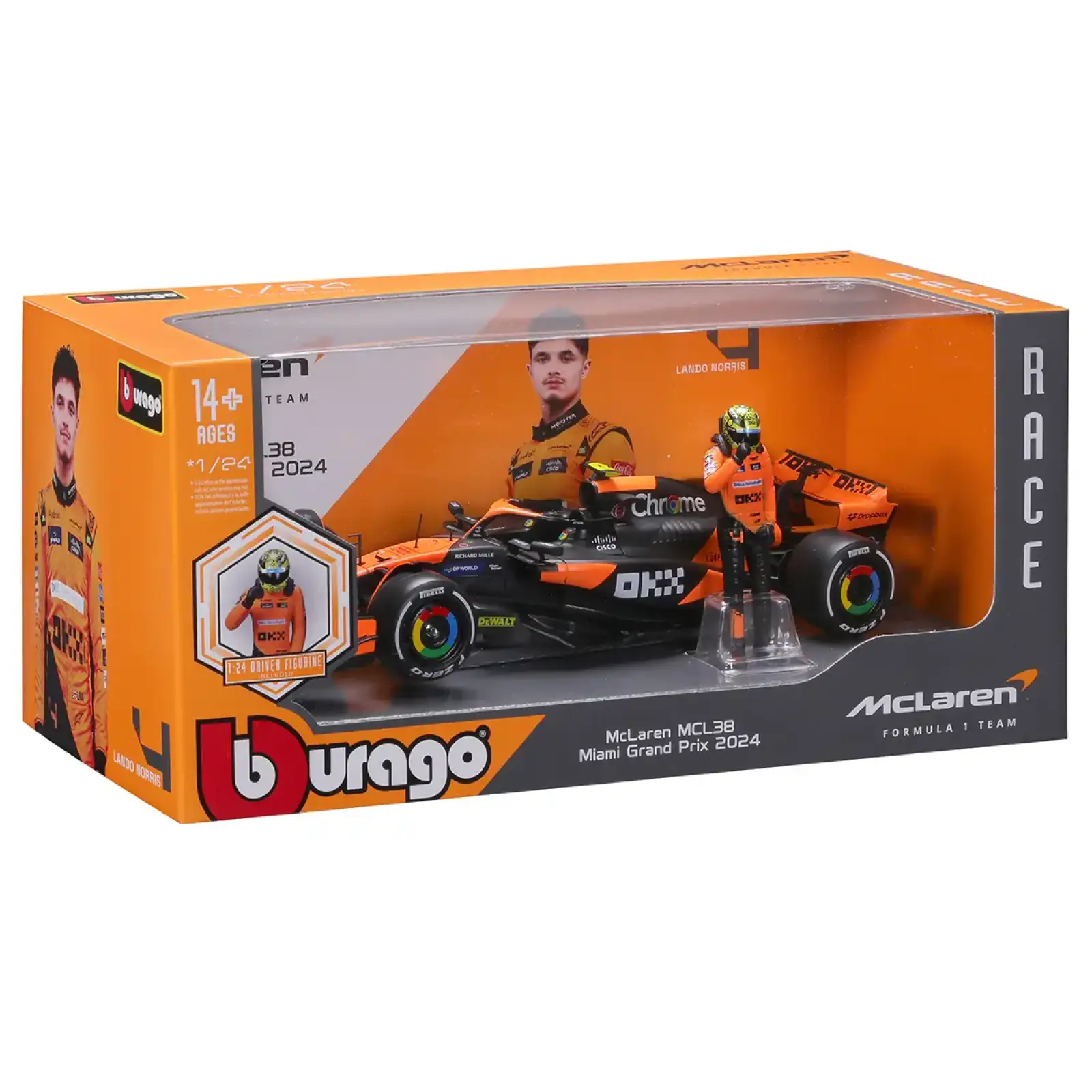 Автомодель з фігуркою - MCLAREN MCL38 (1:24) Bburago (18-28040)