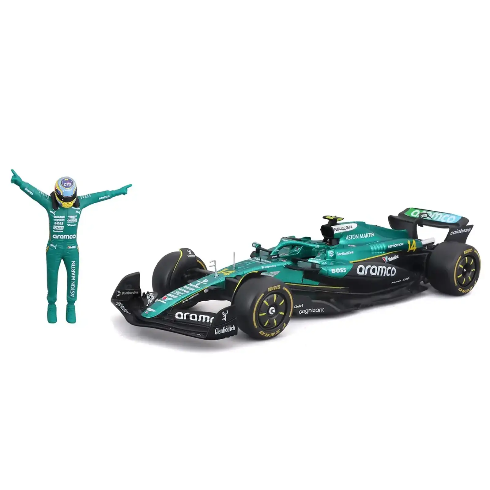 Автомодель з фігуркою – ASTON MARTIN AMR25 (2025) (1:24) Bburago (18-28071 (#14))