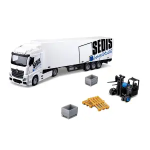 Ігровий набір – ФУРА MERCEDES-BENZ ACTROS з навантажувачем (1:43) Bburago (18-31471)