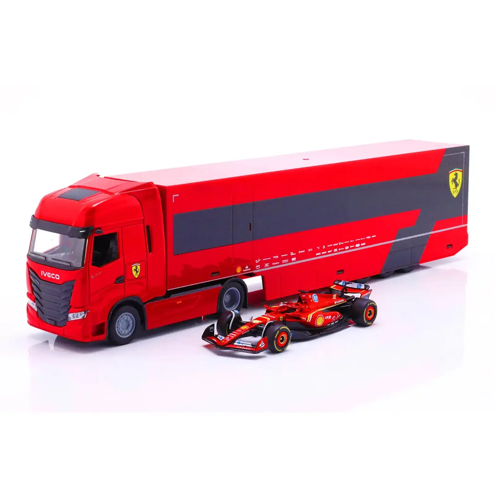 Ігровий набір - ВАНТАЖІВКА-ТЯГАЧ IVECO S-WAY ТА БОЛІД SF-24 (1:43) Bburago (18-36867)