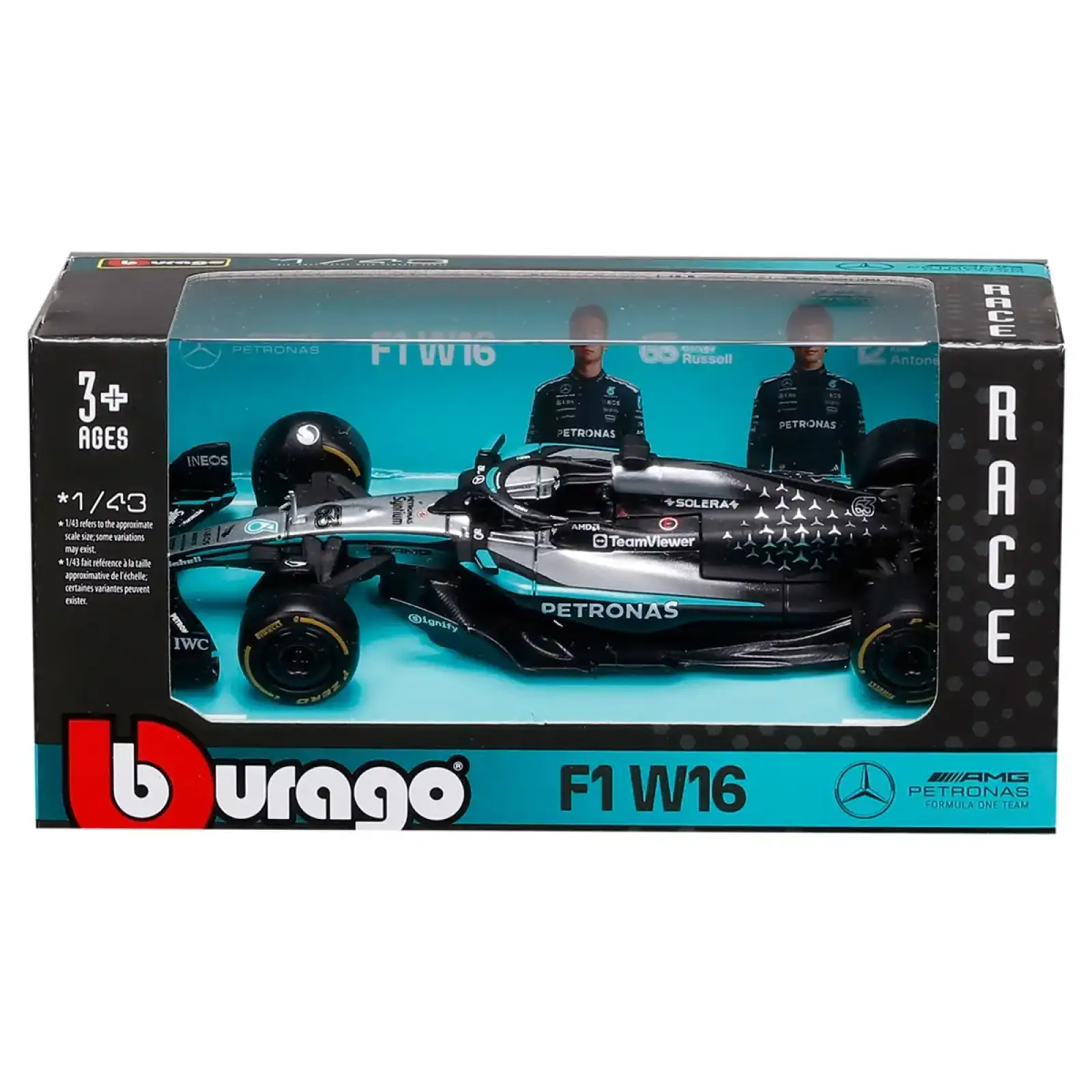 Автомодель – MERCEDES-AMG F1 W16 PETRONAS (2025) (1:43) Bburago (18-38237)