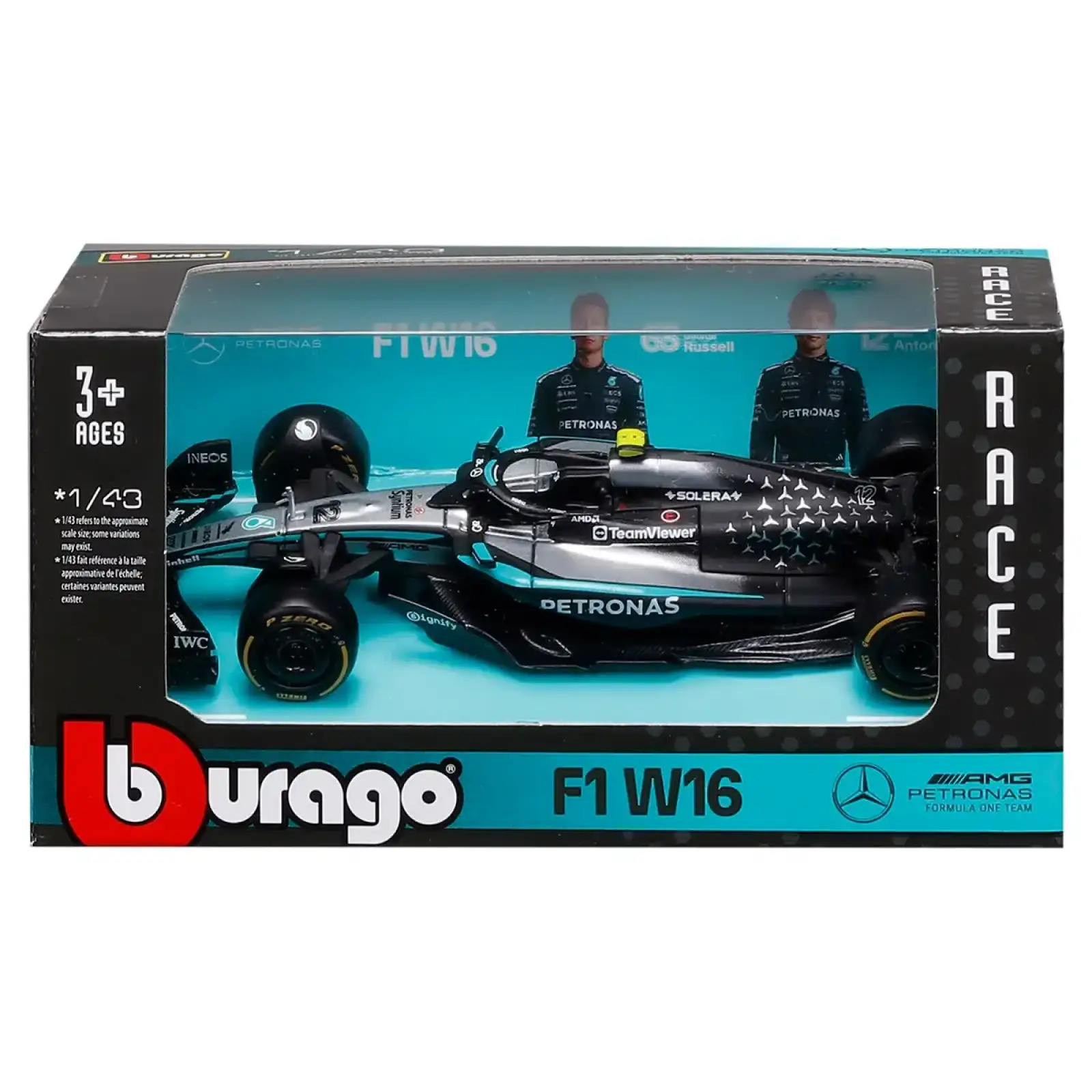 Автомодель – MERCEDES-AMG F1 W16 PETRONAS (2025) (1:43) Bburago (18-38237)