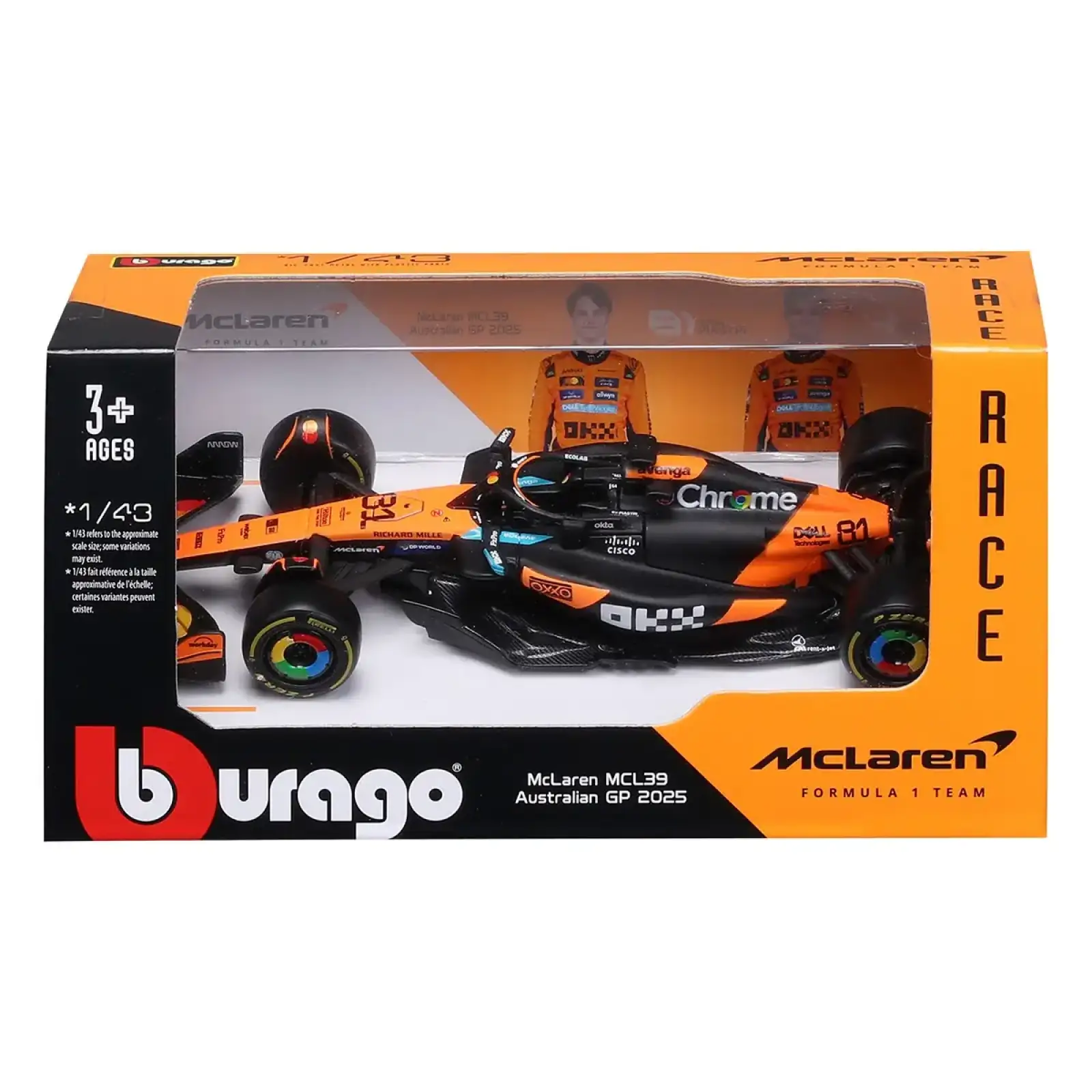 Автомодель - MCLAREN F1 MCL39 (2025) (1:43) Bburago (18-38248)
