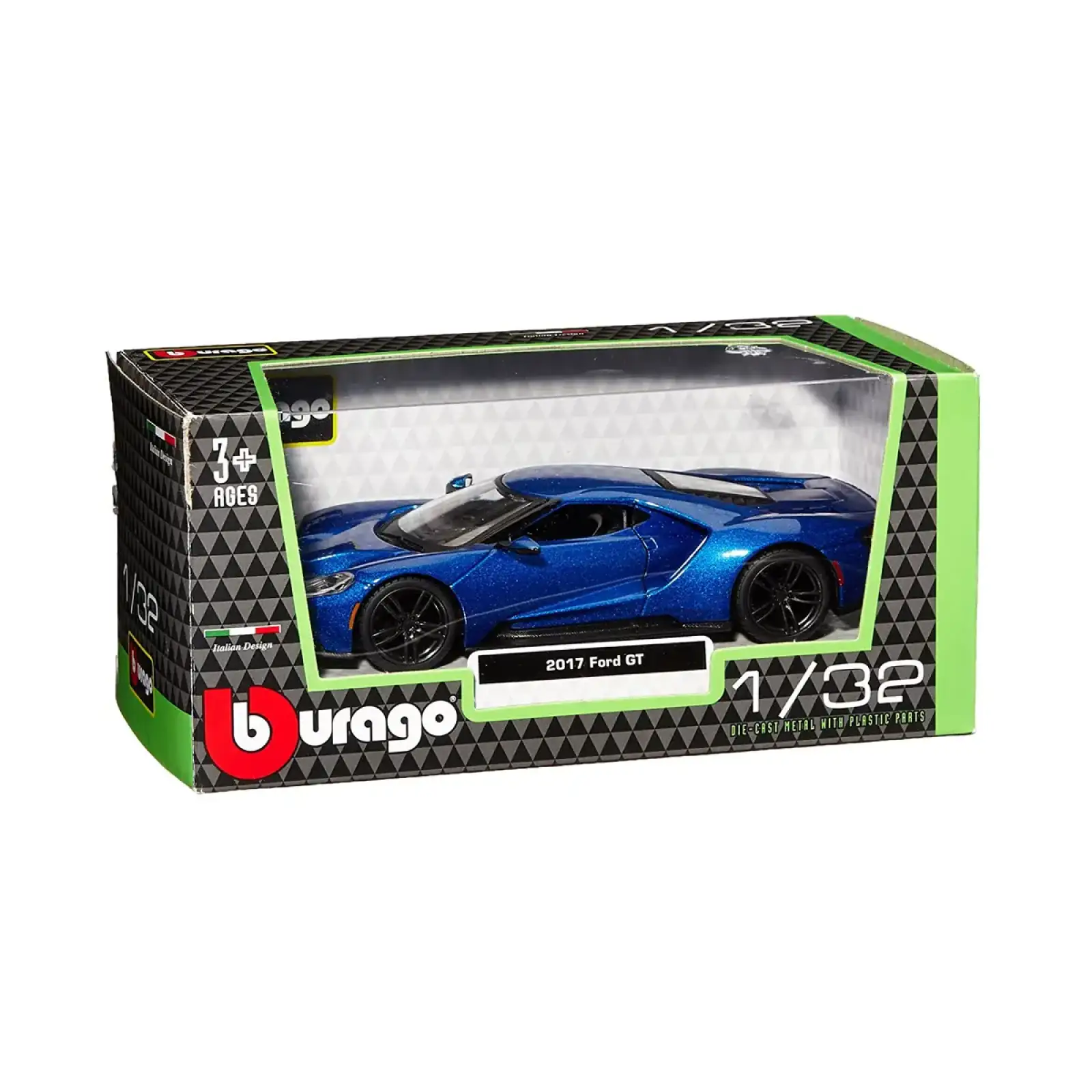Автомодель FORD GT (голубой металлик, серебристый металлик, 1:32) Bburago (18-43043)