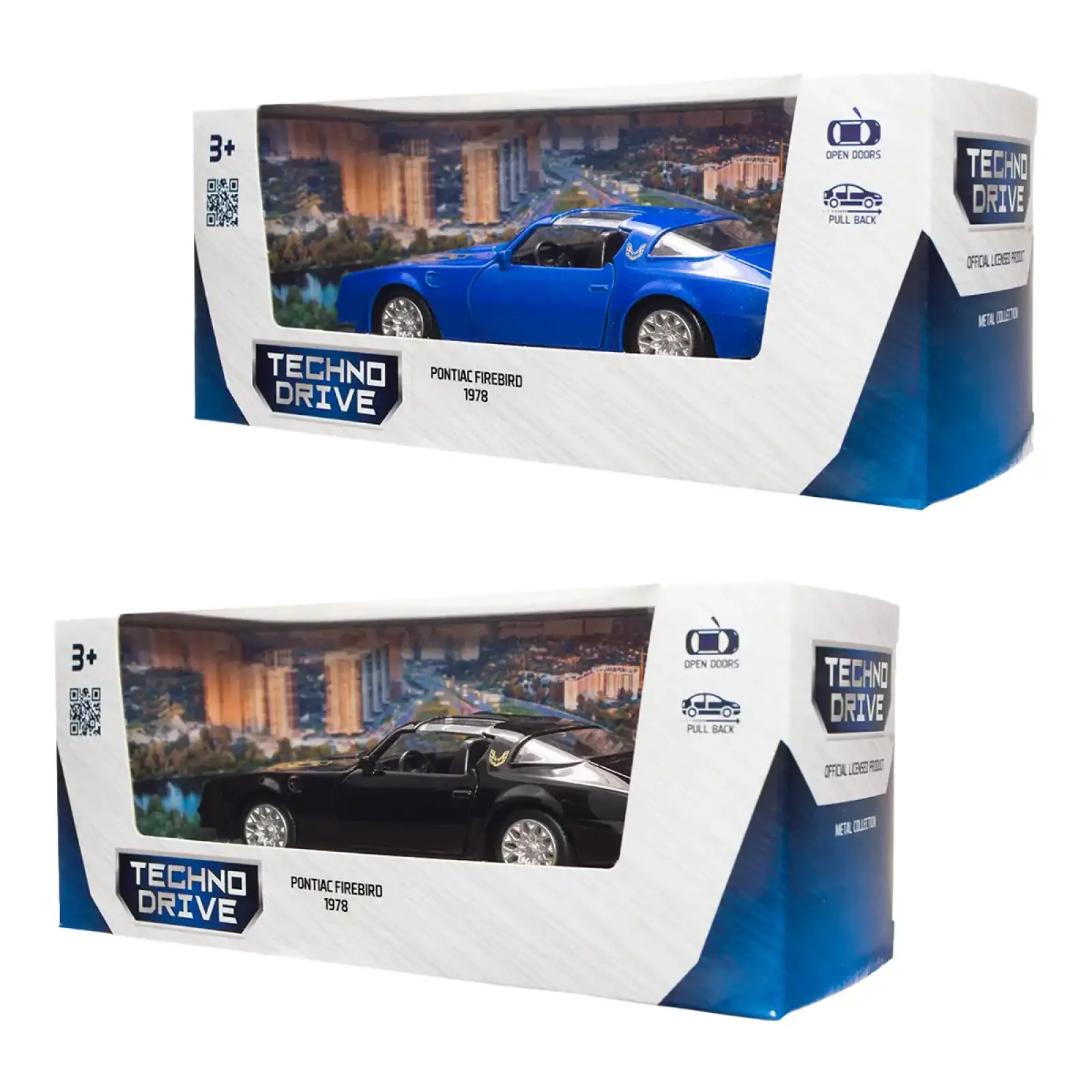 Автомодель PONTIAC FIREBIRD 1978 (черный, синий) TechnoDrive (250410U)