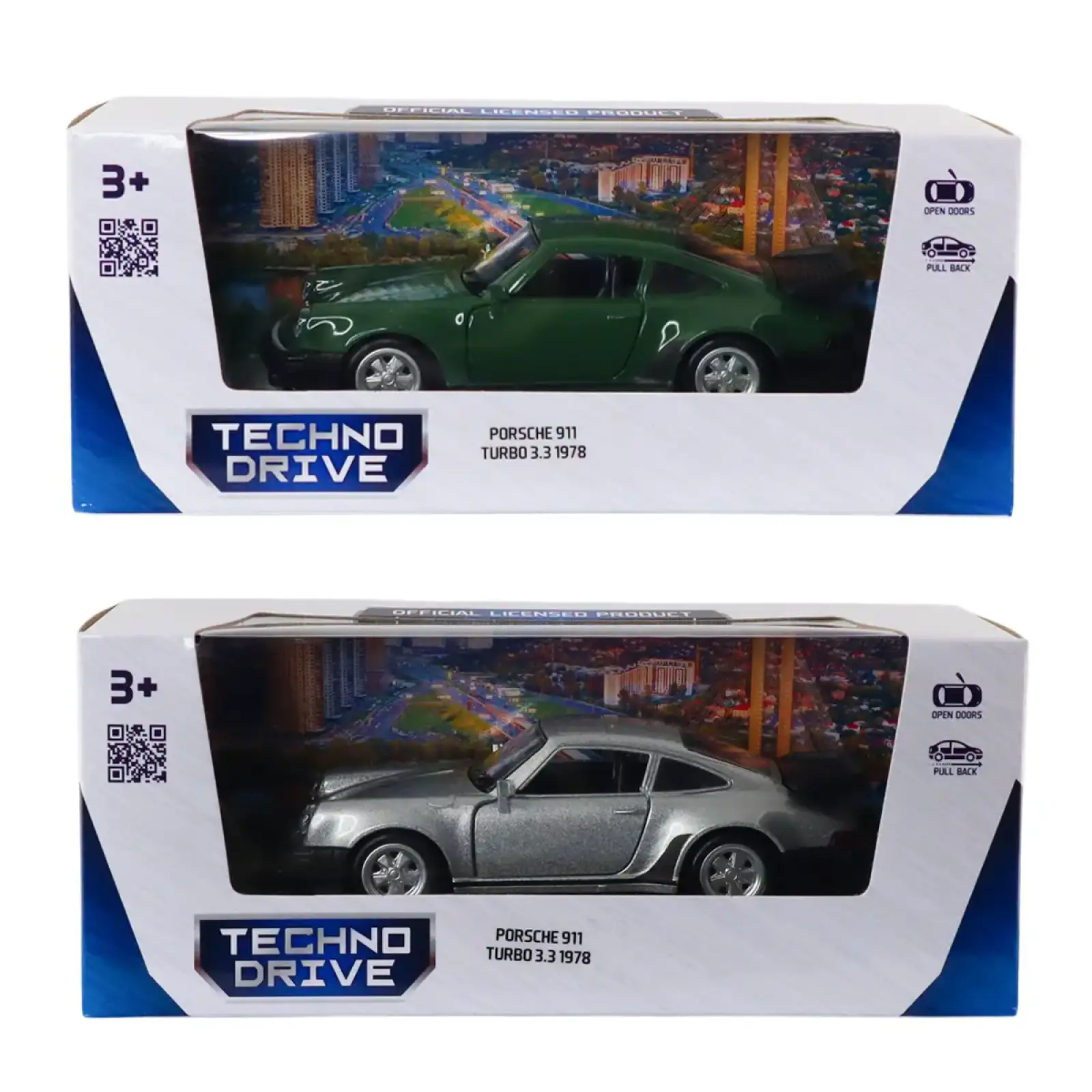 Автомодель PORSCHE 911 TURBO 3.3 1978 (сірий, темно-зелений) TechnoDrive (250413U)