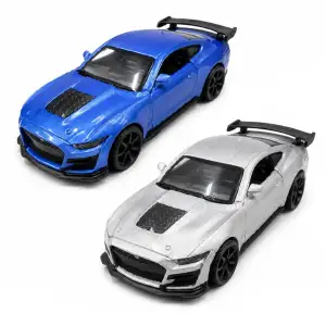 Автомодель – FORD MUSTANG SHELBY GT500 2024 (серый, синий) TechnoDrive (260091U)